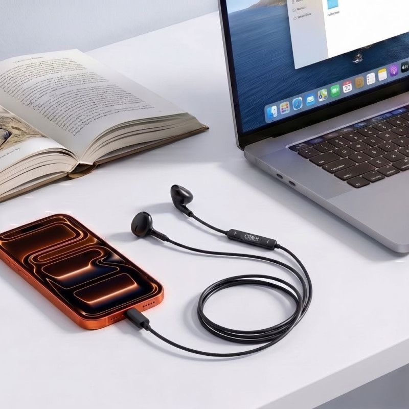 Tech-Protect Ultraboost Core G4 USB-C -langalliset nappikuulokkeet, musta