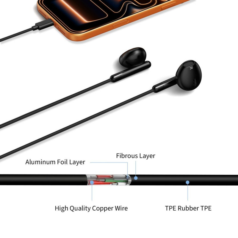 Tech-Protect Ultraboost Core G4 Mini Jack 3,5 mm:n langalliset nappikuulokkeet, musta