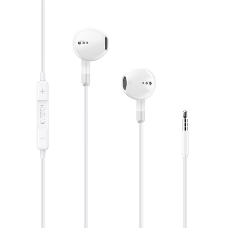 Tech-Protect Ultraboost Core G4 Mini Jack 3,5 mm -johdolliset nappikuulokkeet, valkoinen (THP5619)
