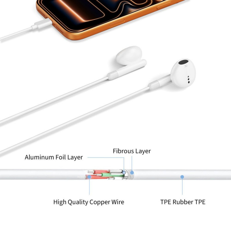 Tech-Protect Ultraboost Core G4 Mini Jack 3,5 mm -johdolliset nappikuulokkeet, valkoinen (THP5619)