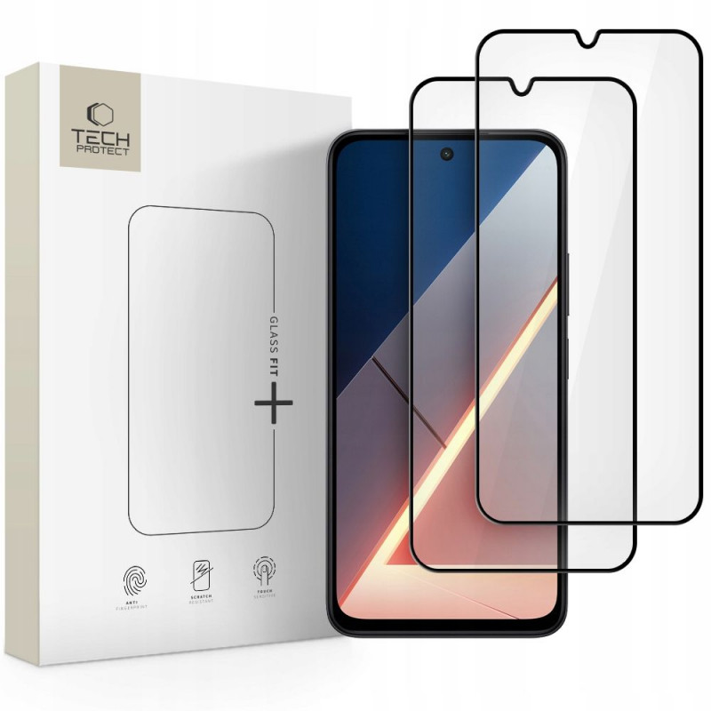 Tech-Protect Glass Fit+ karkaistu lasi Xiaomi Poco M7 -puhelimeen, musta (2 kpl)