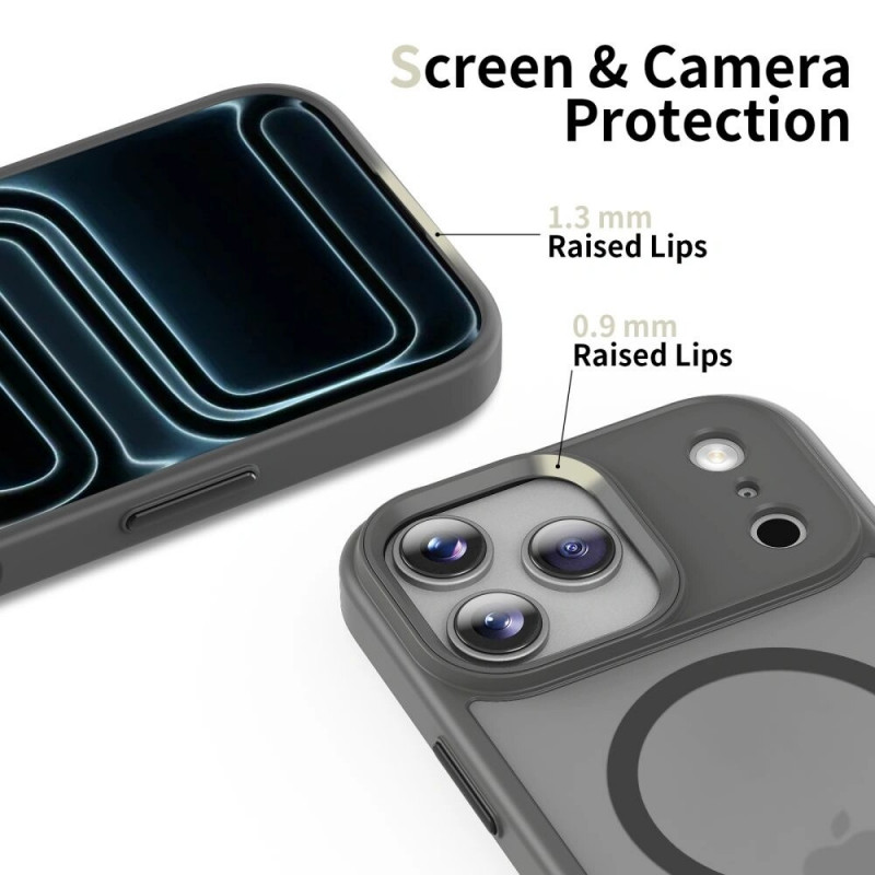 Tech-Protect Magmat MagSafe -suojakotelo Apple iPhone 17 Pro Max -puhelimelle, matta liitukivenharmaa
