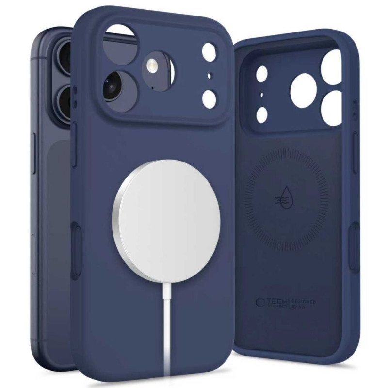 Tech-Protect silikoninen MagSafe-kuori Apple iPhone 17 Pro -puhelimelle, Deep Blue