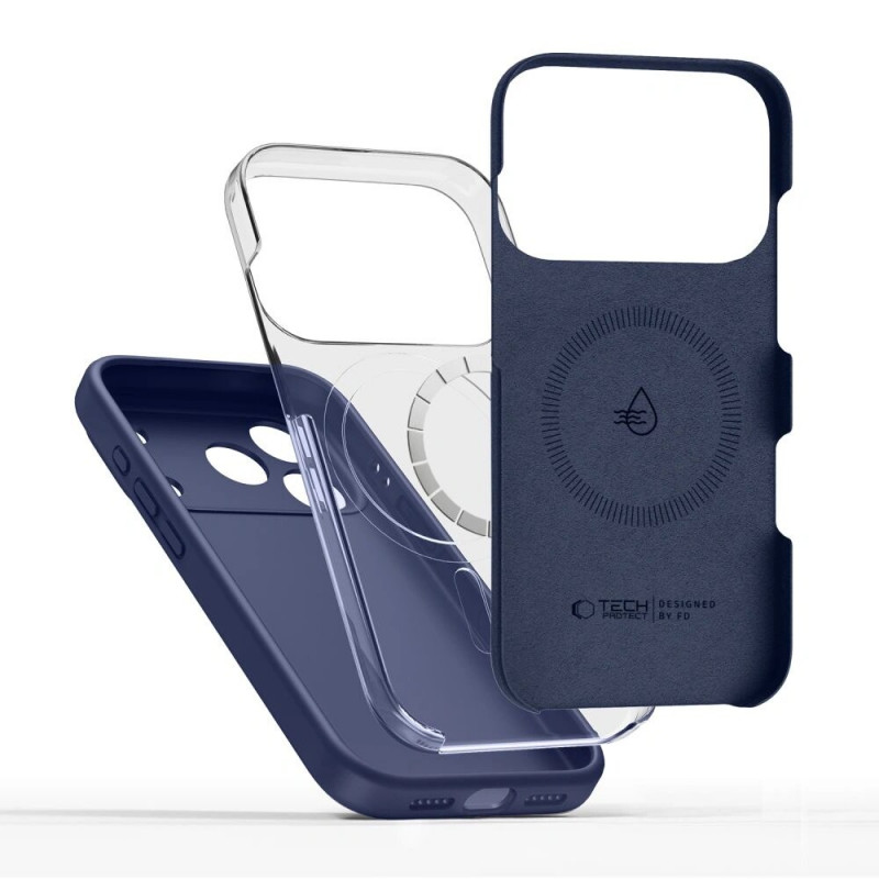 Tech-Protect silikoninen MagSafe-kuori Apple iPhone 17 Pro -puhelimelle, Deep Blue
