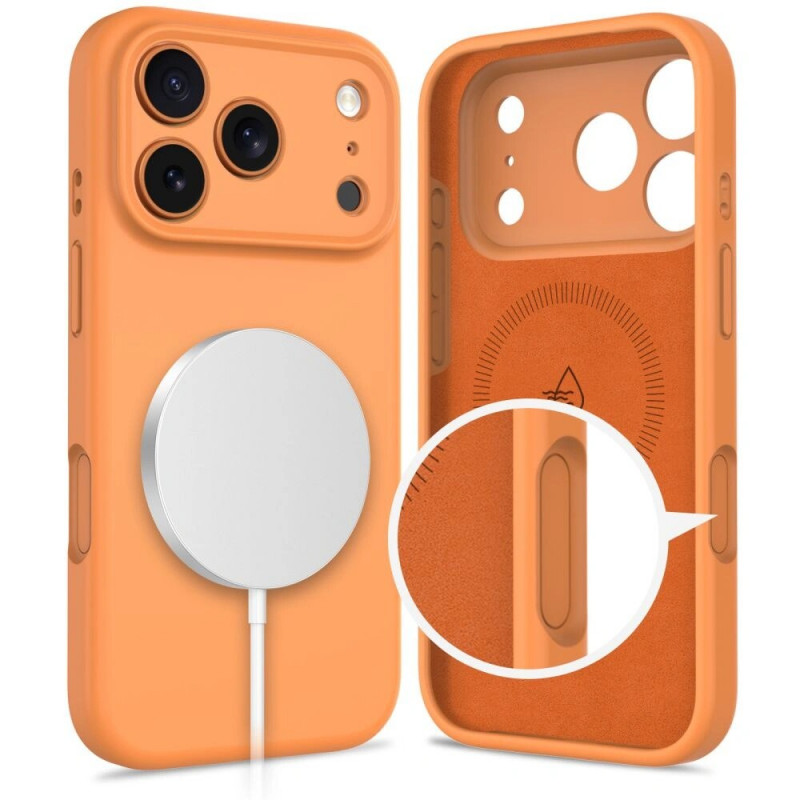 Tech-Protect Silikoni MagSafe -kuori Apple iPhone 17 Pro Max -puhelimelle, Cosmic Orange