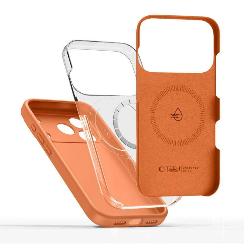 Tech-Protect Silikoni MagSafe -kuori Apple iPhone 17 Pro Max -puhelimelle, Cosmic Orange