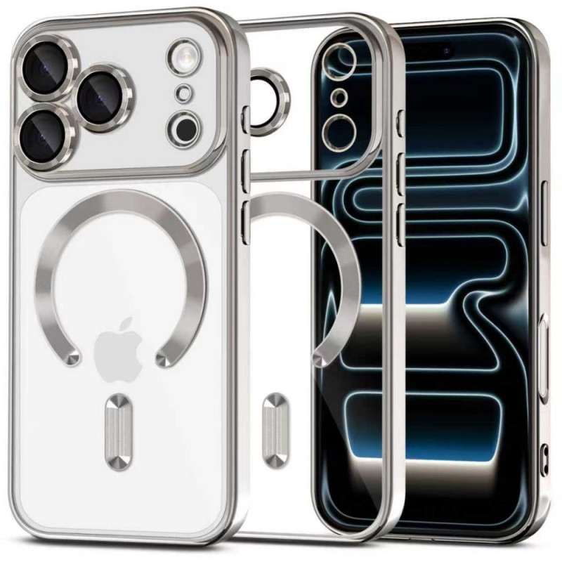 Tech-Protect MagFlex MagSafe -kuori Apple iPhone 17 Pro -puhelimelle, kiiltävän hopea