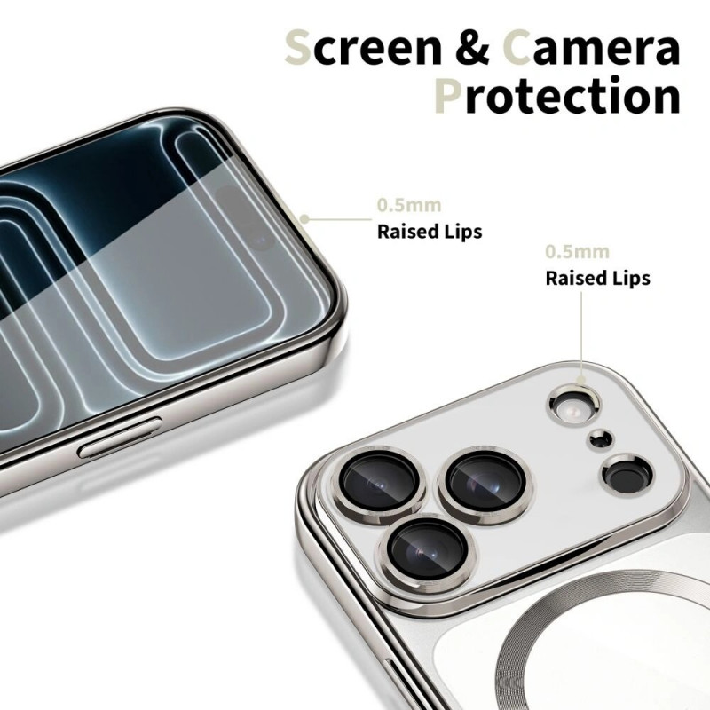 Tech-Protect MagFlex MagSafe -kuori Apple iPhone 17 Pro -puhelimelle, kiiltävän hopea