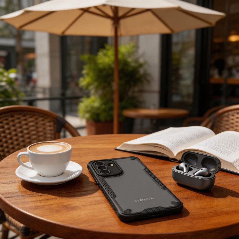Tech-Protect Rugged Shield -suojakotelo Samsung Galaxy A57 5G -puhelimelle, matta musta