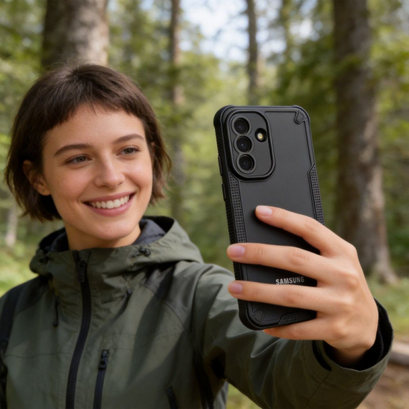 Tech-Protect Rugged Shield -suojakotelo Samsung Galaxy A57 5G -puhelimelle, matta musta