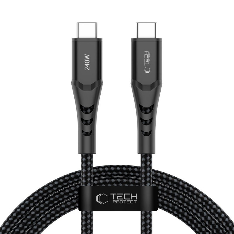 Tech-Protect Ultraboost UB11T USB-C - USB-C-kaapeli PD 240W, 200 cm, musta