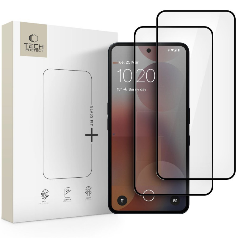 Tech-Protect Glass Fit+ karkaistu lasi laitteelle Nothing Phone 3 / 3a / 3a Pro (2 kpl), musta