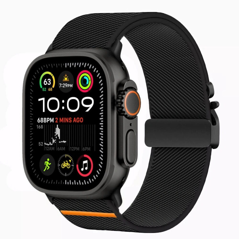 Tech-Protect nailoninen solkiranneke Apple Watch 6 / 7 / 8 / 9 / 10 / SE / Ultra 1 / 2 44/45/46/49 mm, musta
