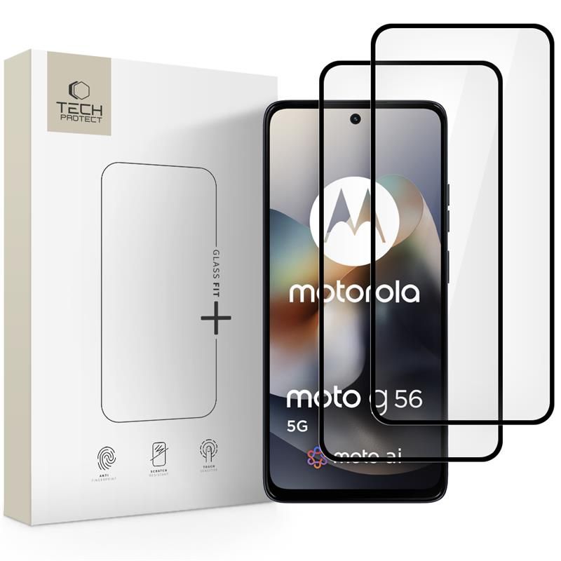 Tech-Protect Glass Fit+ karkaistu lasi Motorola Moto G56 5G -puhelimeen (2 kpl), musta