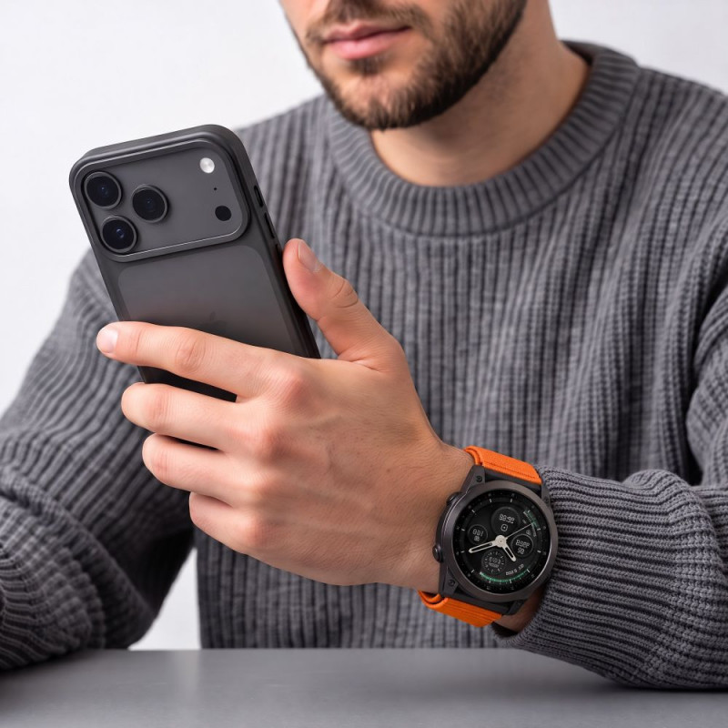 Tech-Protect NylonLoop Garmin Fenix 5X / 5X Plus / 6X / 6X Pro / 7X / 8 / 8 Pro / 9 / 9 Pro -kellonranneke (51 mm), signal oranssi