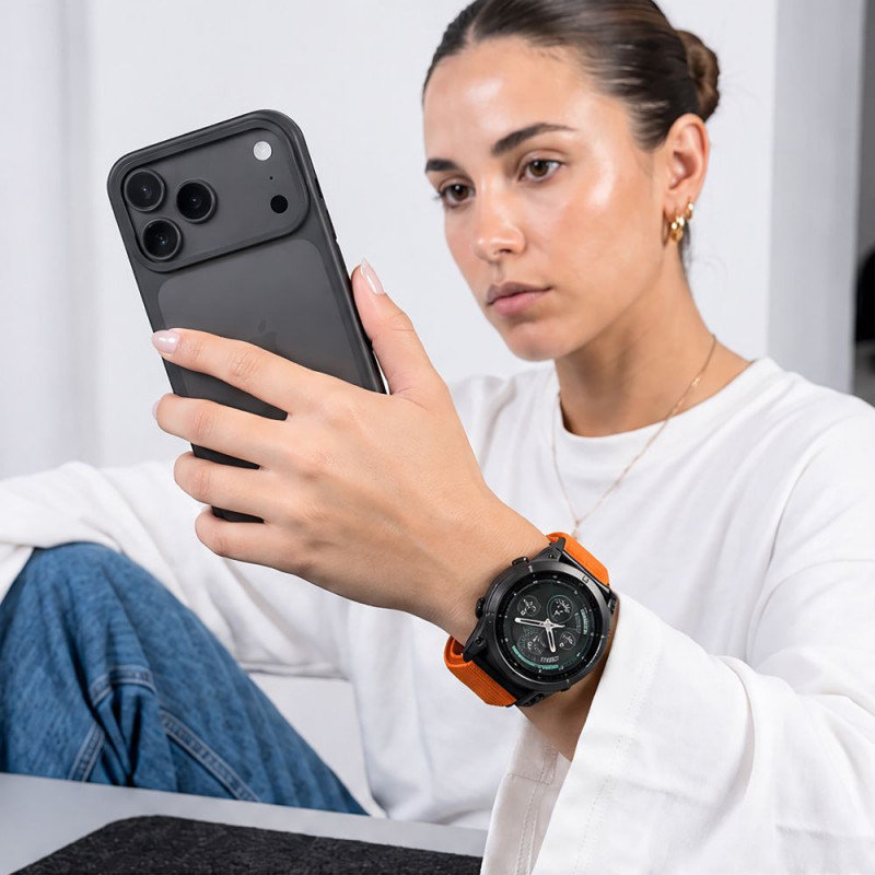 Tech-Protect NylonLoop Garmin Fenix 5X / 5X Plus / 6X / 6X Pro / 7X / 8 / 8 Pro / 9 / 9 Pro -kellonranneke (51 mm), signal oranssi