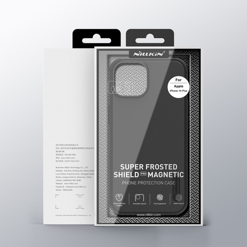 Nillkin Super Frosted Shield Pro Magnetic MagSafe -kuori Apple iPhone 14 Plus / 15 Plus -puhelimelle, musta