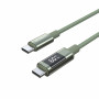 Choetech XCC-1068 PD 60W USB-C - USB-C -kaapeli näytöllä, 1,2 m, vihreä