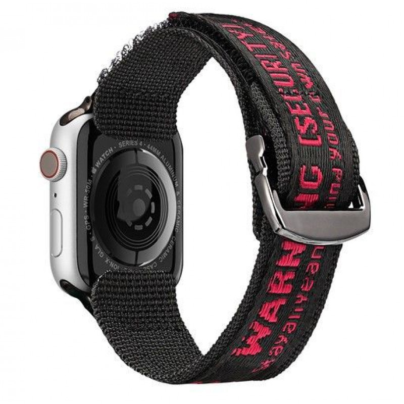 Dux Ducis Outdoor Version nailonranneke Apple Watch Ultra, SE, 8, 7, 6, 5, 4, 3, 2, 1 (49, 45, 44, 42 mm), musta ja punainen