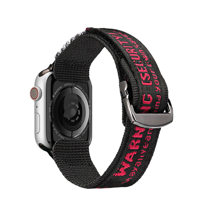 Dux Ducis Outdoor Version nailonranneke Apple Watch Ultra, SE, 8, 7, 6, 5, 4, 3, 2, 1 (49, 45, 44, 42 mm), musta ja punainen
