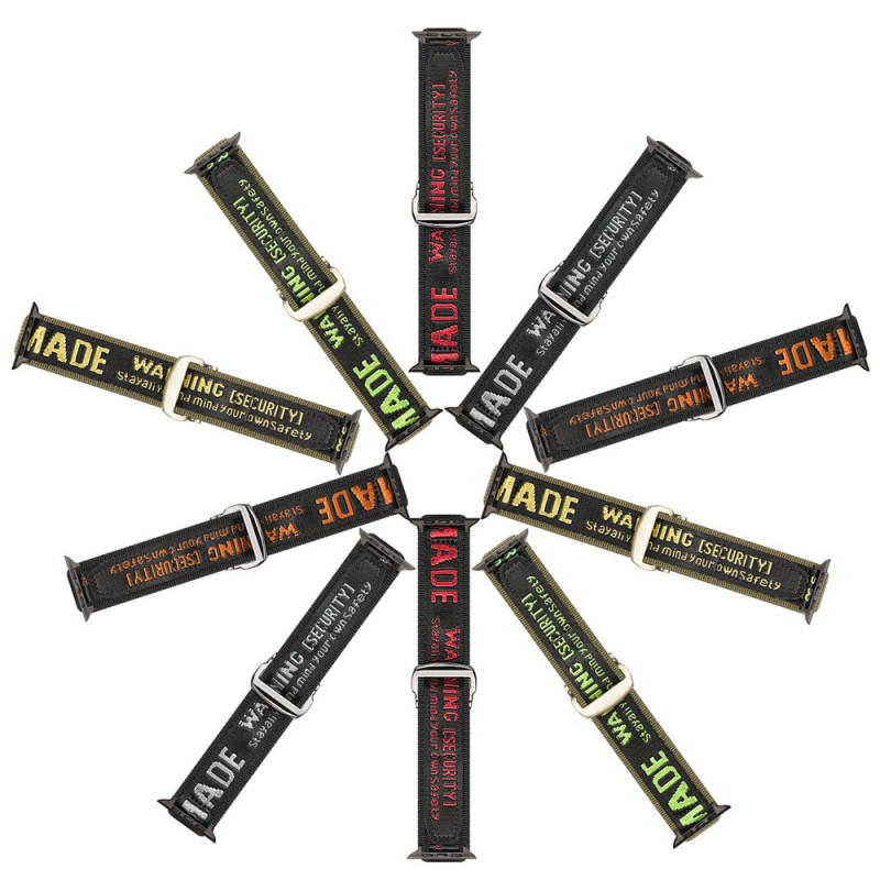 Dux Ducis Outdoor Version nailonranneke Apple Watch Ultra, SE, 8, 7, 6, 5, 4, 3, 2, 1 (49, 45, 44, 42 mm), musta ja punainen