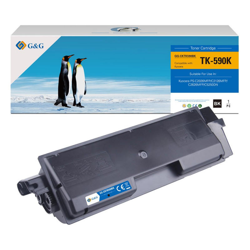G&G-yhteensopiva värikasetti Kyocera TK590K / 1T02KV0NL0 -mallille (14432)