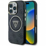 Guess GUHMP16LHG4PRTGK IML Metal Glitter 4G Circle Triangle MagSafe -kuori Apple iPhone 16 Pro -puhelimelle, musta