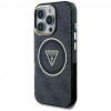 Guess GUHMP16LHG4PRTGK IML Metal Glitter 4G Circle Triangle MagSafe -kuori Apple iPhone 16 Pro -puhelimelle, musta