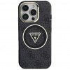 Guess GUHMP16LHG4PRTGK IML Metal Glitter 4G Circle Triangle MagSafe -kuori Apple iPhone 16 Pro -puhelimelle, musta