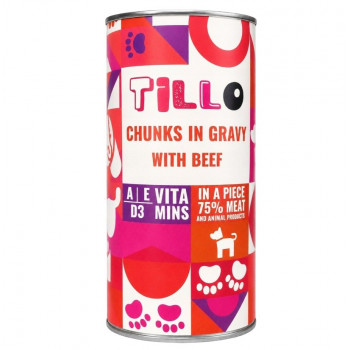 TILLO Chunks in gravy Beef märkä koiranruoka, 1250 g