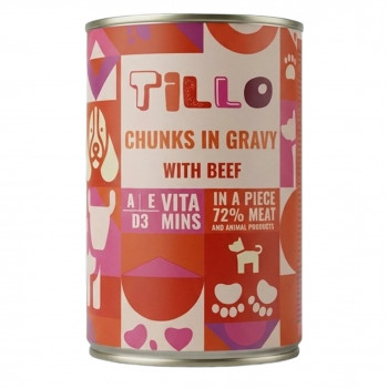 TILLO Chunks in gravy Beef märkä koiranruoka, 415 g