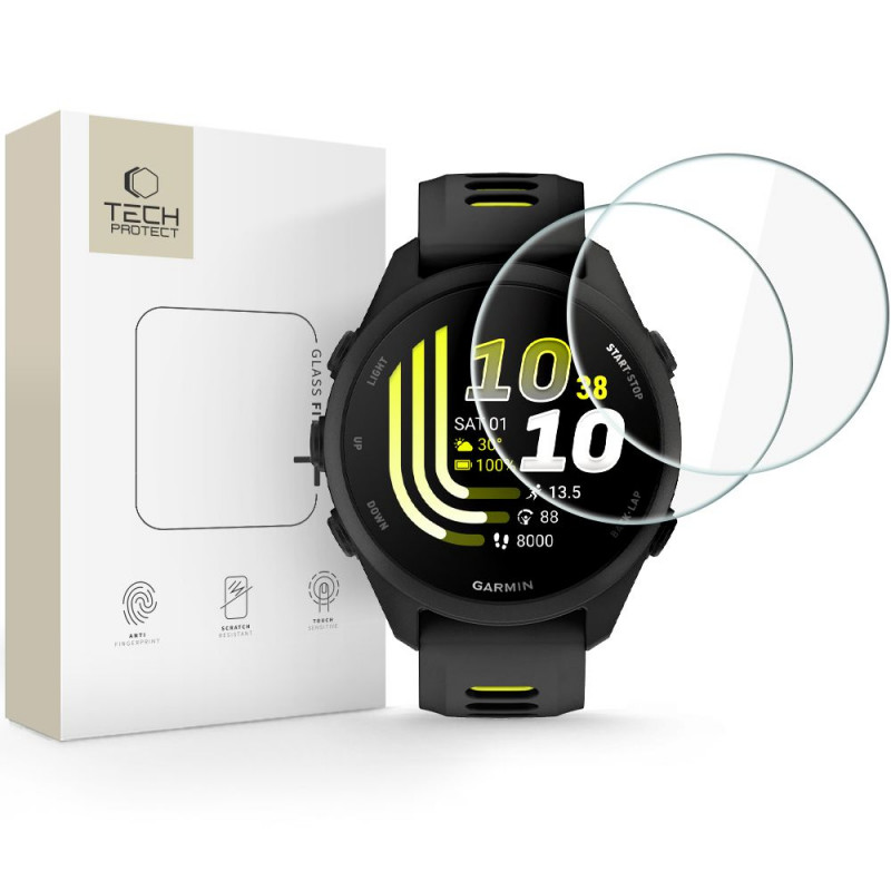 Tech-Protect Glass Fit+ karkaistu lasi Garmin Forerunner 70 / 170 -kelloille, kirkas (2 kpl)