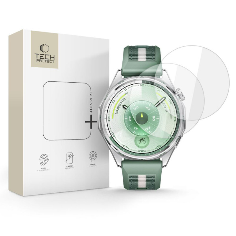 Tech-Protect Glass Fit+ karkaistu lasi Huawei Watch GT 6 46mm -kellolle, kirkas (2 kpl)