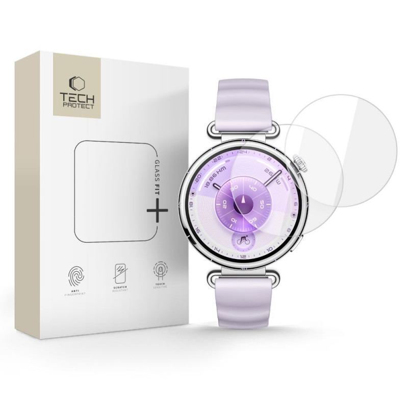 Tech-Protect Glass Fit+ karkaistu lasi Huawei Watch GT 6 41mm -kellolle, kirkas (2 kpl)