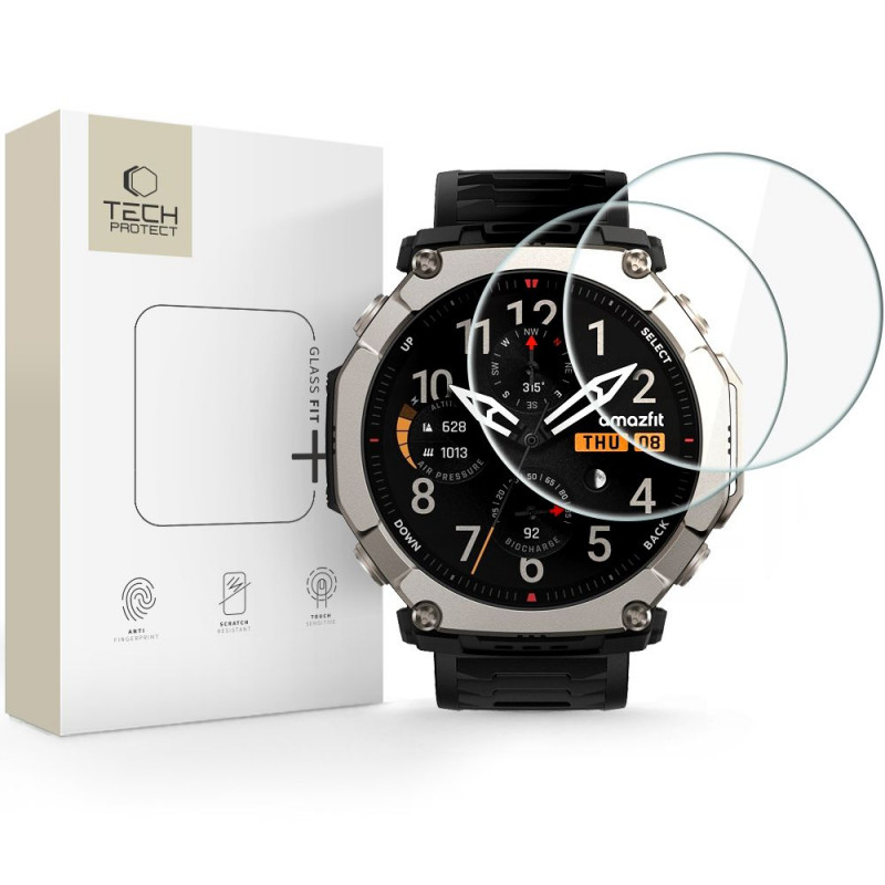 Tech-Protect Glass Fit+ karkaistu lasi laitteelle Amazfit T-Rex Ultra 2 (2 kpl), kirkas