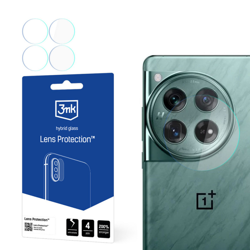 3MK Lens Protection Hybrid -kameran linssinsuojalasi OnePlus 12 5G:lle (4 kpl)