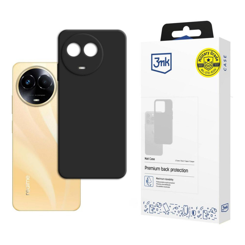 3MK Matt Case suojakotelo Realme 11 5G:lle, musta