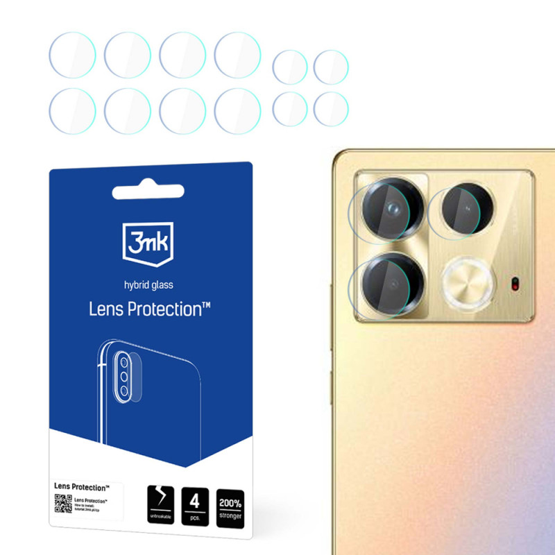 3MK Lens Protection hybridilasisuojus Infinix Note 40 -kameran objektiiville (4 kpl), läpinäkyvä