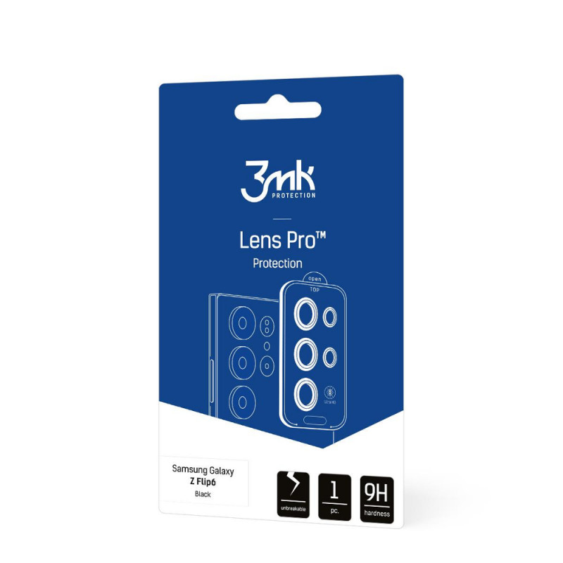 3MK Lens Protection Pro -kameran linssin karkaistu lasi Samsung Galaxy Z Flip 6, musta
