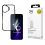3mk Satin Armor Case+ suojakotelo Apple iPhone 16 Plus -puhelimelle, läpinäkyvä mustalla kehyksellä