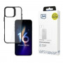 3mk Satin Armor Case+ suojakotelo Apple iPhone 16 Pro Max -puhelimelle, läpinäkyvä mustalla kehyksellä