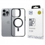 3mk Satin Armor MagCase MagSafe-yhteensopiva suojakotelo Apple iPhone 16 Pro -puhelimelle, läpinäkyvä mustalla kehyksellä