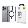 3mk Satin Armor MagCase MagSafe-yhteensopiva suojakotelo Apple iPhone 16 Pro -puhelimelle, läpinäkyvä mustalla kehyksellä