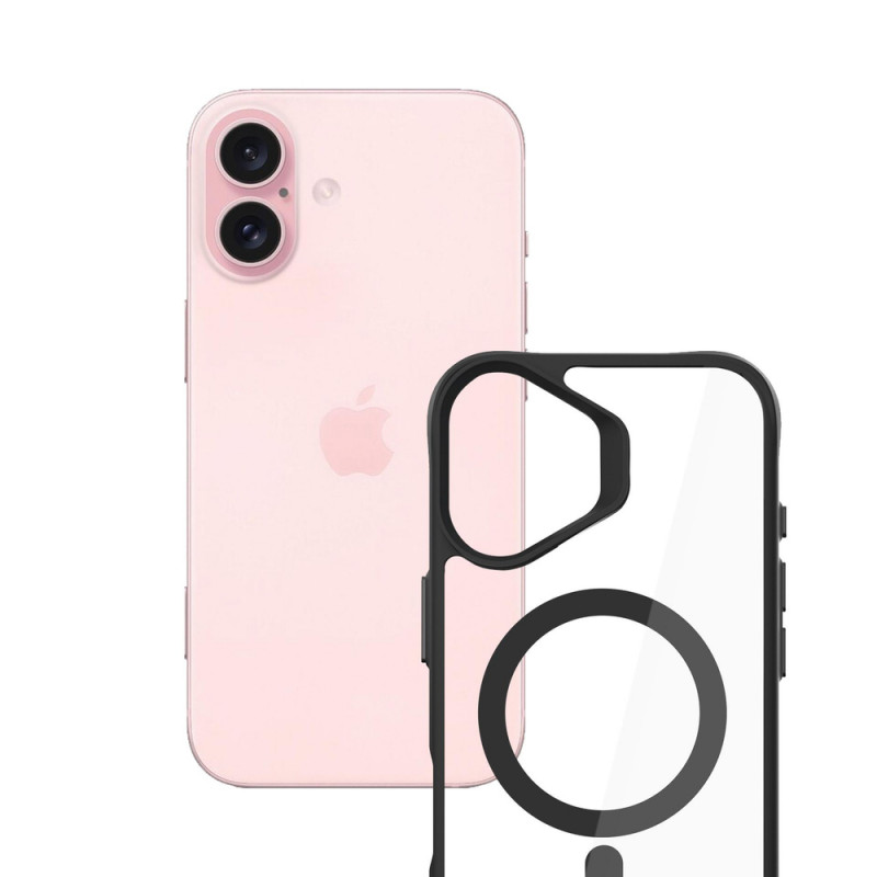 3mk Satin Armor MagCase MagSafe-yhteensopiva suojakotelo Apple iPhone 16 Plus -puhelimelle (W-3SAMaCa-AiP16Plu-0), läpinäkyvä mustalla kehyksellä