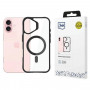 3mk Satin Armor MagCase MagSafe-yhteensopiva suojakotelo Apple iPhone 16 -puhelimelle (W-3SAMaCa-AiP16-0), läpinäkyvä mustalla kehyksellä