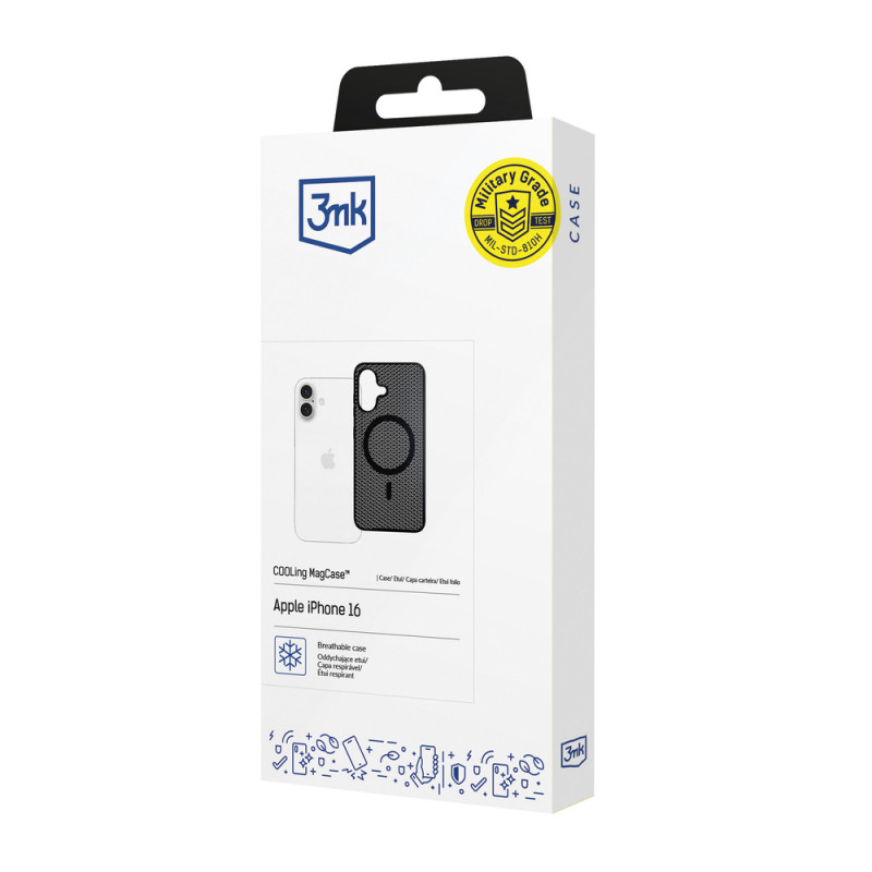 3mk COOLing MagCase Apple iPhone 16 -suojakotelo, musta