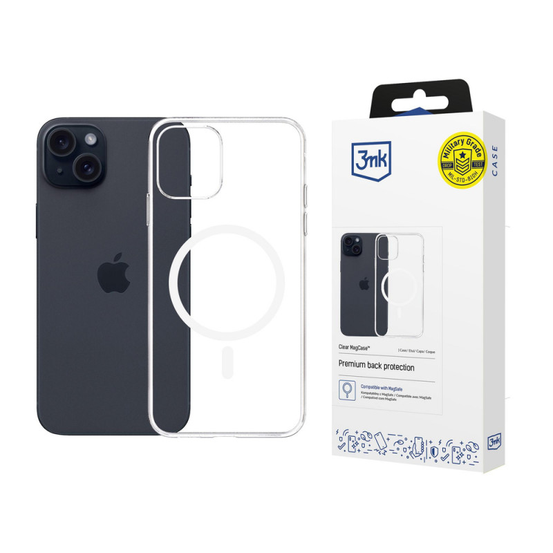 3mk Clear MagCase Apple iPhone 15 -puhelimelle, läpinäkyvä