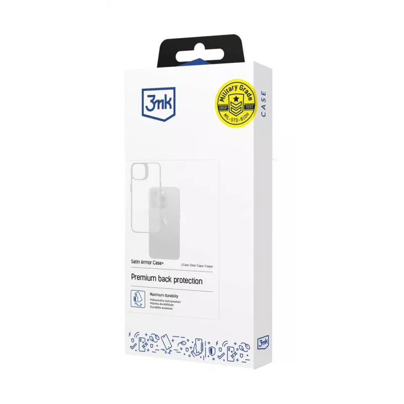 3MK Satin Armor Case+ W-3SArCaP-SaGa106-0 suojakotelo Samsung Galaxy A35 5G -puhelimelle, läpinäkyvä mustalla kehyksellä