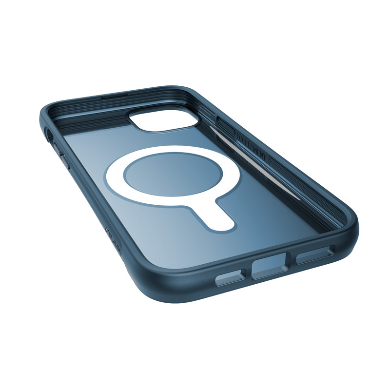 X-Doria Raptic Clutch MagSafe -suojakotelo Apple iPhone 14 Plus / 15 Plus -puhelimelle, merensininen
