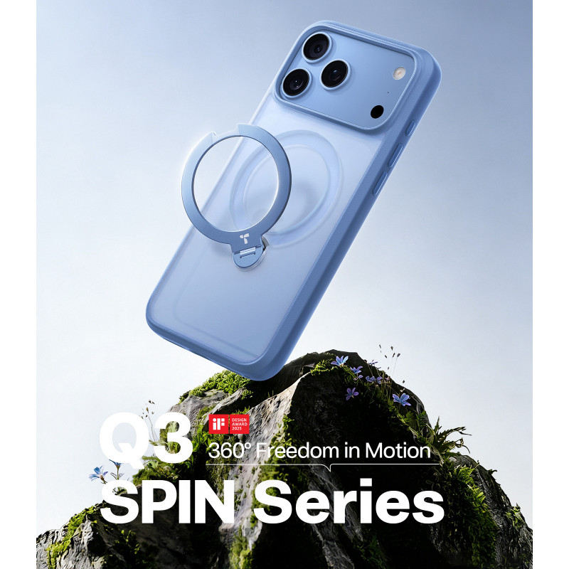 TORRAS Ostand Q3 Spin -suojakotelo Apple iPhone 18 Pro Max / 17 Pro Max -puhelimelle, MagSafe, sininen